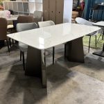 CHRONO 140-180cm Boat Shaped Crystal Marble Table-White - Image 6