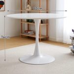 AMINO 80cm MDF Top Round Table-White - Image 2