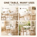 AMINO 80cm MDF Top Round Table-White - Image 3