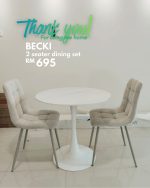 BECKI 2 Seater Sintered Stone Round Dining Set-Beige - Image 3