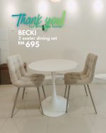 BECKI 2 Seater Sintered Stone Round Dining Set-Beige - Image 4