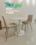 BECKI 2 Seater Sintered Stone Round Dining Set-Beige - Image 5