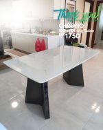 CHRONO 140-180cm Boat Shaped Crystal Marble Table-White - Image 11