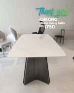 CHRONO 140-180cm Boat Shaped Crystal Marble Table-White - Image 12