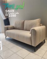 GAUZE 2 + 3 Seater Pet Friendly Sofa Set-Beige - Image 5