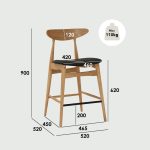 [Set of 2] TELYN 25" Counter Bar Chair-Natural - Image 5