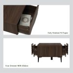 TOBO 100cm 4 Membrane Doors Coffee Table-Walnut - Image 10