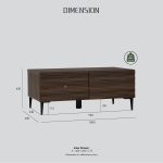 TOBO 100cm 4 Membrane Doors Coffee Table-Walnut - Image 8