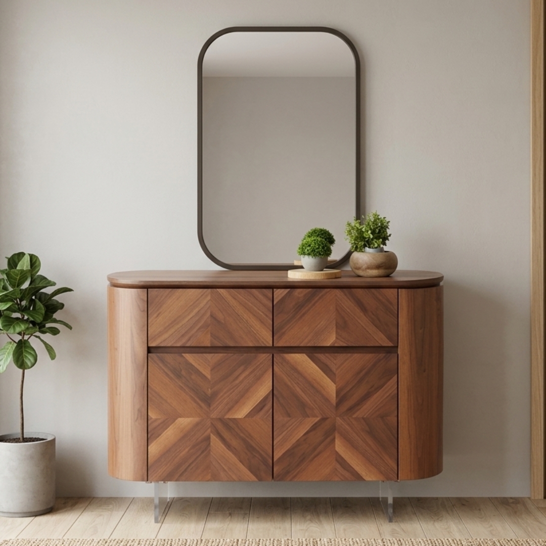 UTRECHT 5654-SB UTRECHT 120cm Floating Sideboard With Mirror Set-Walnut - Image 1