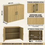 VUTO 2 Door Wall Mounted Hanging Cabinet-Oak - Image 6