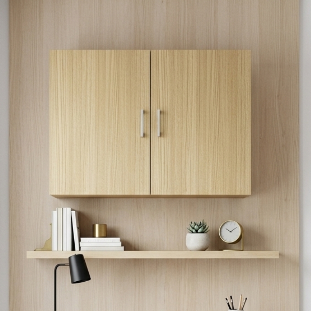 VUTO HANGING-OAK-2 VUTO 2 Door Wall Mounted Hanging Cabinet-Oak - Image 1