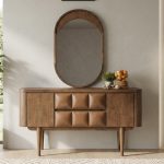 YORK 140cm Sideboard With Mirror Set-Walnut