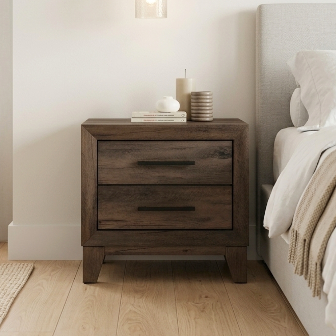 131202 BRAVO-1 BRAVO 2 Drawer Bedside Table-Walnut - Image 1
