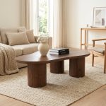 LEITO 130cm Freeform Coffee Table-Walnut