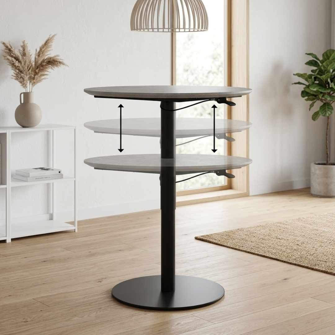 142014 NOBI-2 NOBI D80cm Adjustable Table-Grey - Image 1