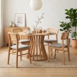 KATO 4 Seater Round Dining Set-Natural