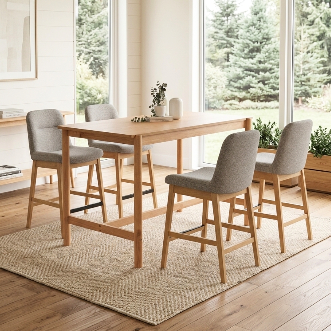 144125+248033-2 ARDON 2 And 4 Seater Wooden Bar Set-Natural - Image 1