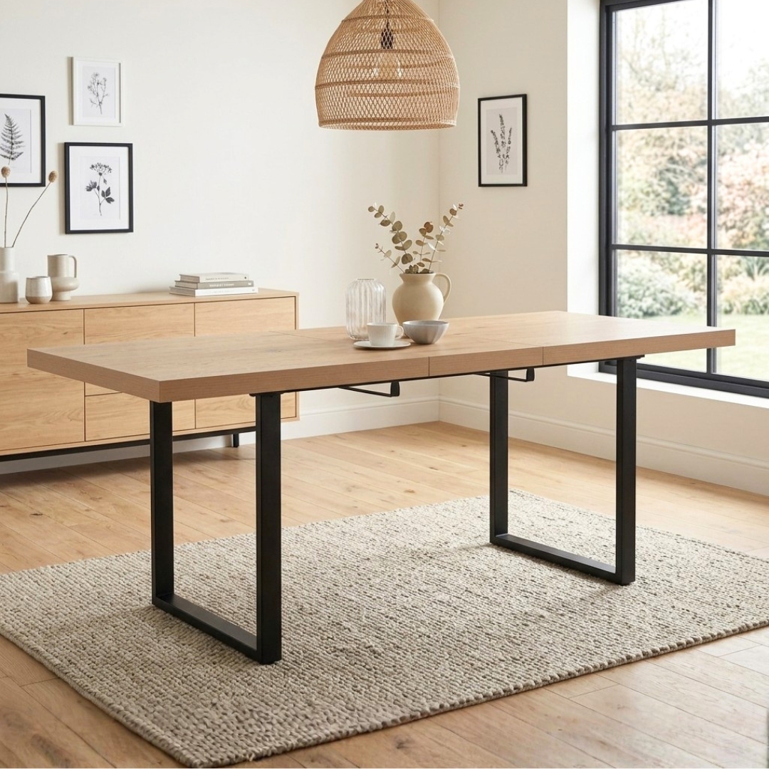 146172 STANLEY MAIN STANLEY 160+40cm Extension Dining Table-Oak - Image 1