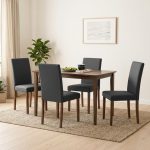 AMOS 4 Seater Dining Set-Black PU