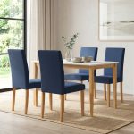 AMOS 4 Seater Dining Set-Blue Fabric