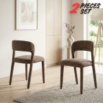 [Set of 2] ASTRO Full Fabric Dining Chair-Chestnut