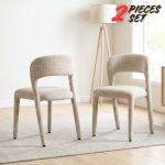 [Set of 2] ASTRO Full Fabric Dining Chair-Oatmeal
