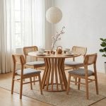 KATO 4 Seater Round Dining Set-Natural - Image 2