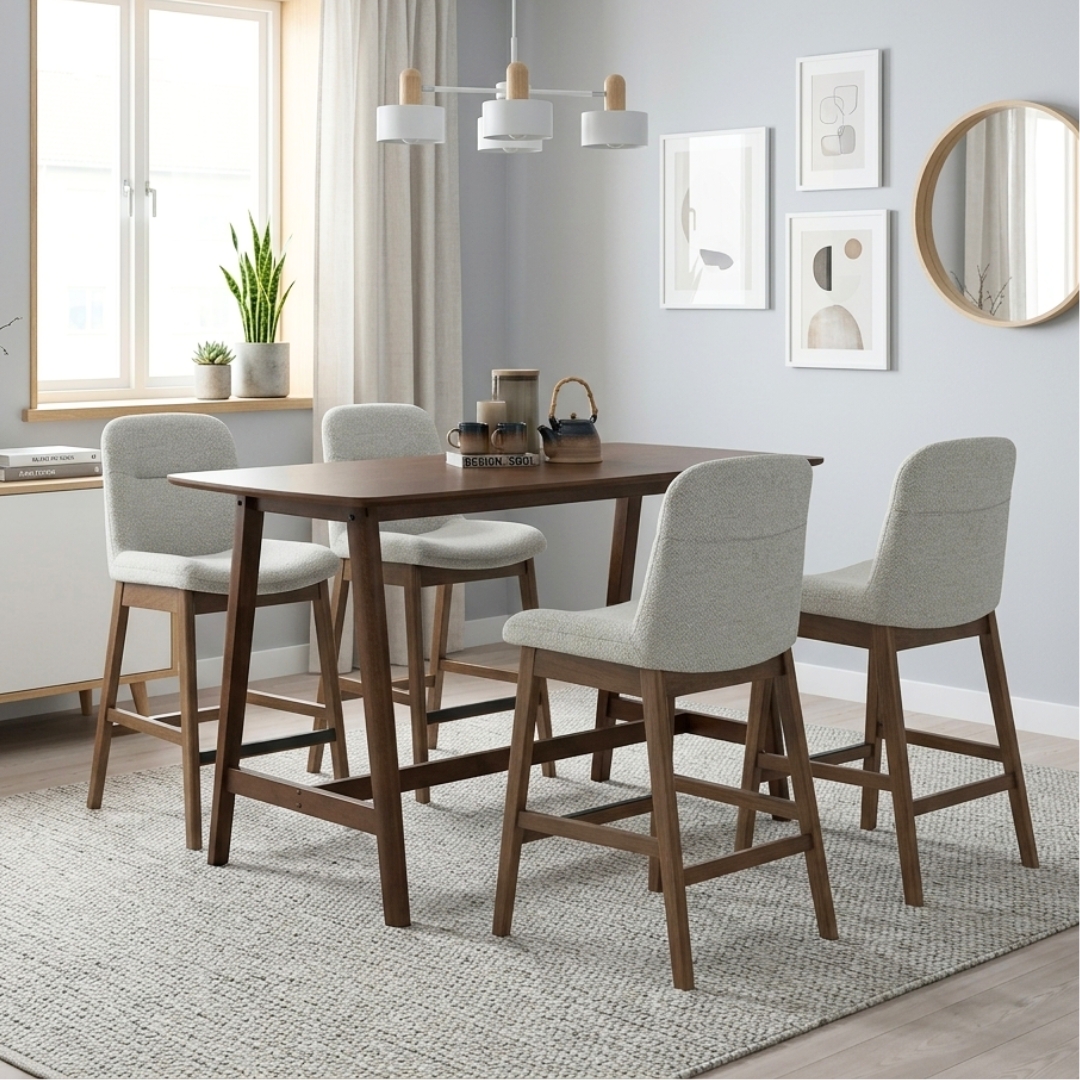 248032+144126-1 ARDON 2 And 4 Seater Wooden Bar Set-Cocoa - Image 1