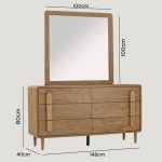 LOWE 6 Drawer Chest Dresser Set-Oak - Image 6