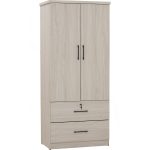 DUBLIN 2 Door 2 Drawer Wardrobe With Key Lock- Light Oak - Image 12