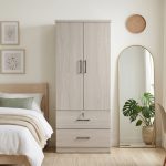 DUBLIN 2 Door 2 Drawer Wardrobe With Key Lock- Light Oak