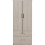 DUBLIN 2 Door 2 Drawer Wardrobe With Key Lock- Light Oak - Image 10
