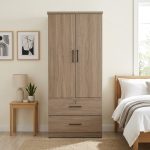 DUBLIN 2 Door 2 Drawer Wardrobe With Key Lock- Dark Oak