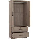 DUBLIN 2 Door 2 Drawer Wardrobe With Key Lock- Dark Oak - Image 7