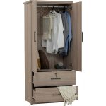 DUBLIN 2 Door 2 Drawer Wardrobe With Key Lock- Dark Oak - Image 6