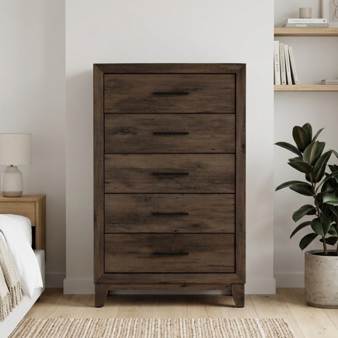 352054 BRAVO-1 BRAVO 5 Drawer Chest-Walnut - Image 1