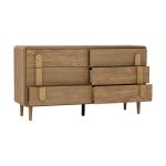 LOWE 6 Drawer Chest Dresser Set-Oak - Image 5