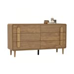 LOWE 6 Drawer Chest Dresser Set-Oak - Image 4