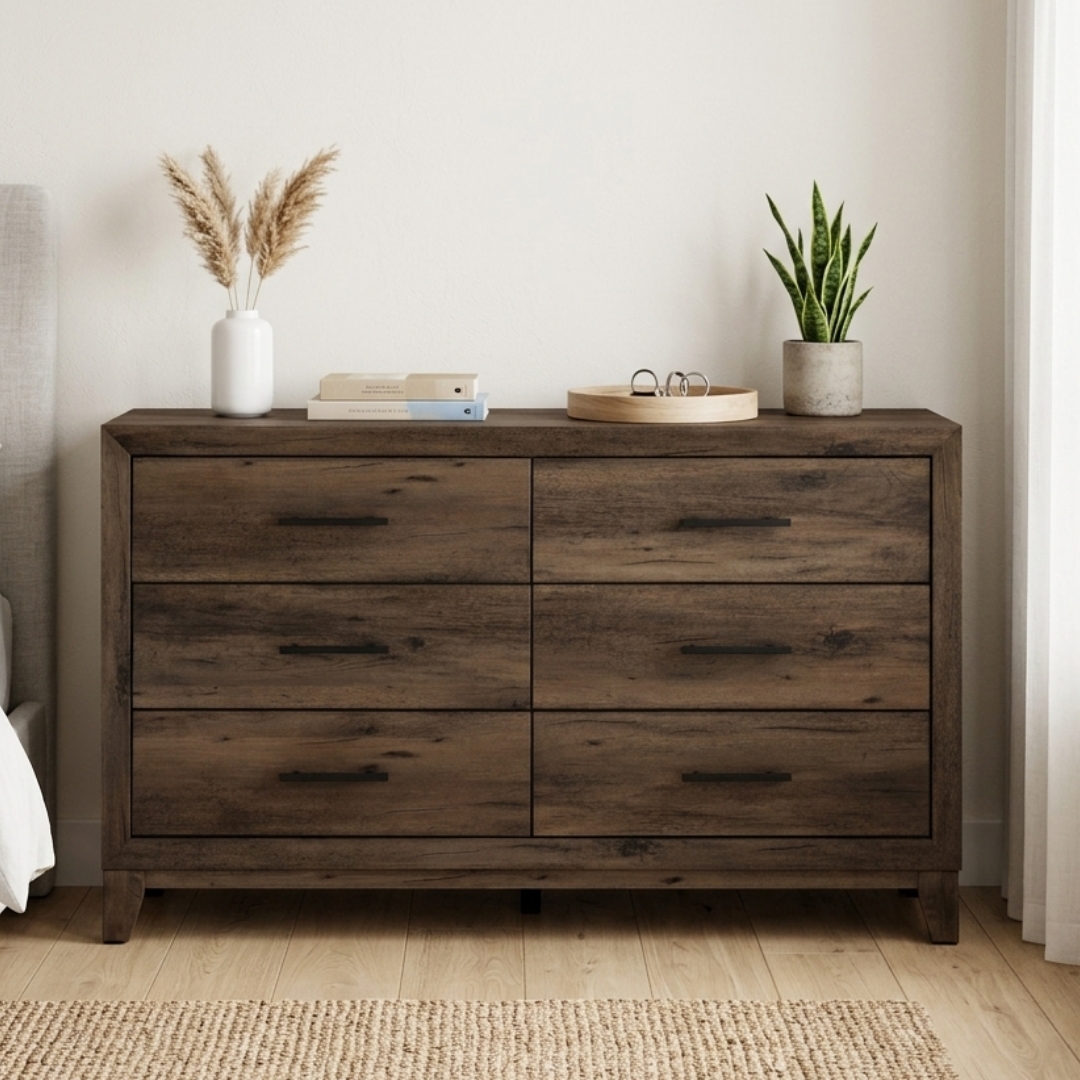 354037 BRAVO-1 BRAVO 6 Drawer Chest Dresser-Walnut - Image 1