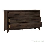 BRAVO 6 Drawer Chest Dresser-Walnut - Image 7