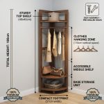 ALTO Wooden Corner Garment Rack-Walnut - Image 3