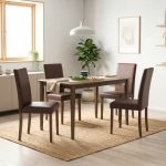 AMOS 4 Seater Dining Set-Brown PU