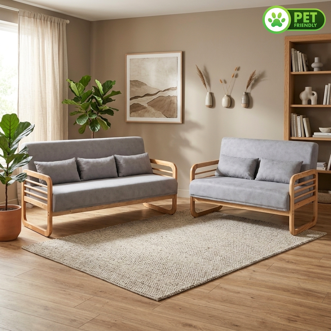AURELIA SOFA-2 AURELIA 2 + 3 Seater Pet Friendly Sofa Set-Grey - Image 1