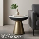 BARELLA Sintered Stone Top Side Table-Brass - Image 5