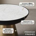 BARELLA Sintered Stone Top Side Table-Brass - Image 4