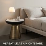 BARELLA Sintered Stone Top Side Table-Brass - Image 2