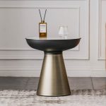 BARELLA Sintered Stone Top Side Table-Brass