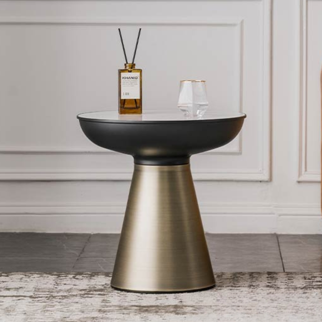BARELLA ST-5 BARELLA Sintered Stone Top Side Table-Brass - Image 1