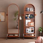 BARON Portable Wooden Standing Mirror-Walnut