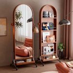 BARON Portable Wooden Standing Mirror-Walnut - Image 2